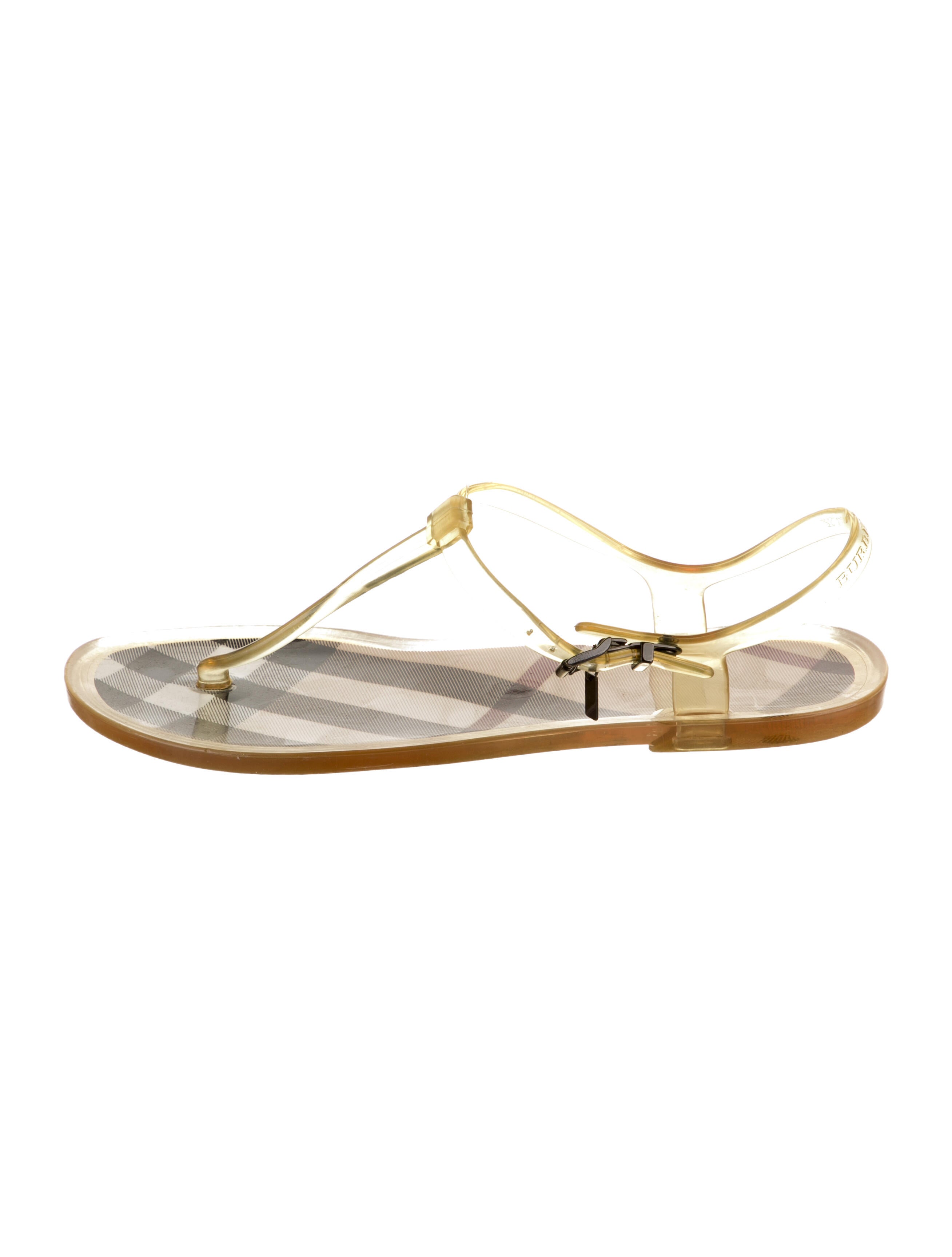 Burberry Rubber Printed T-Strap Sandals